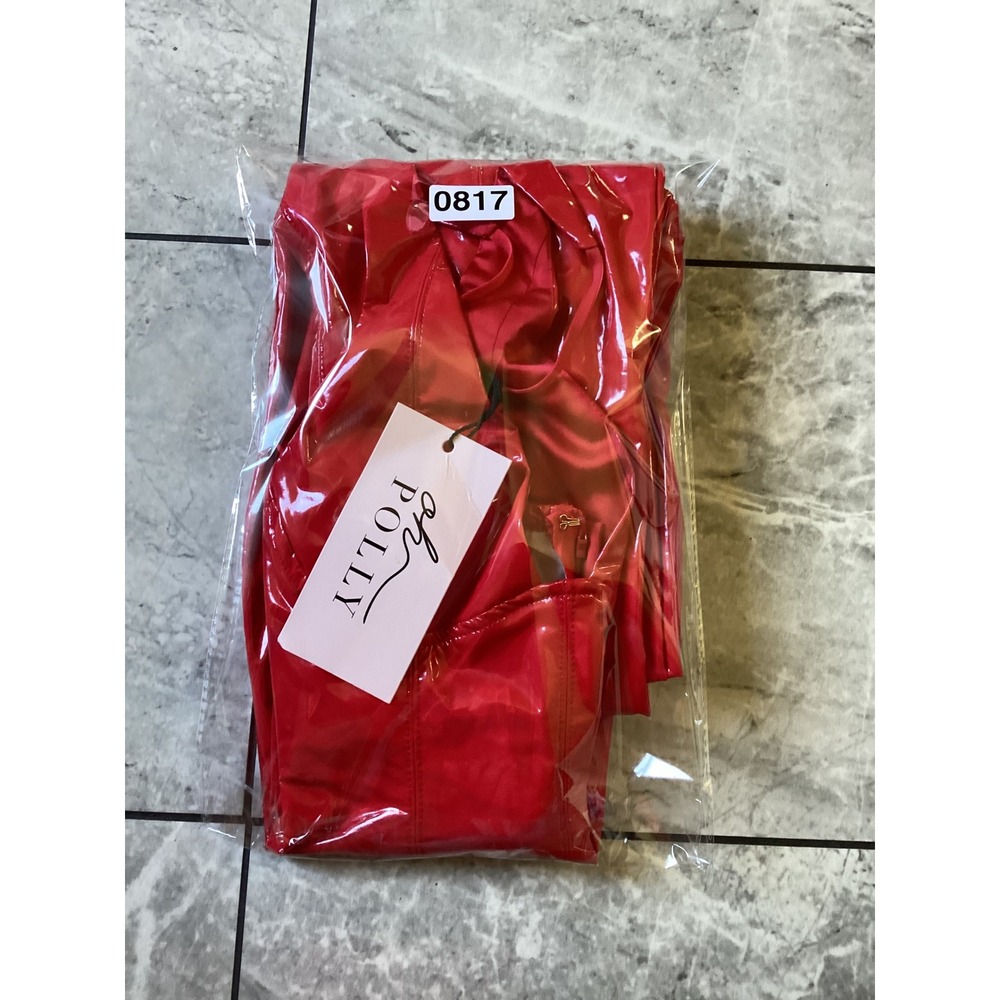 Oh Polly Fire Red Vinyl Corset Jumpsuit Womens US 0 UK 4 New With Tags - Picture 13 of 13